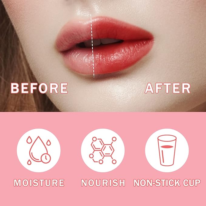 4 Pcs Fruit Lip Stain Set, Vivid Watery Lip Tint Lip Gloss, Plump Velvet Lip Tint Stain, Natural Matte Liquid Lipstick for Lips Cheek Eye, Non-Stick Cup Mini Tinted Lip Long lasting Waterproof-BrightBean Baby