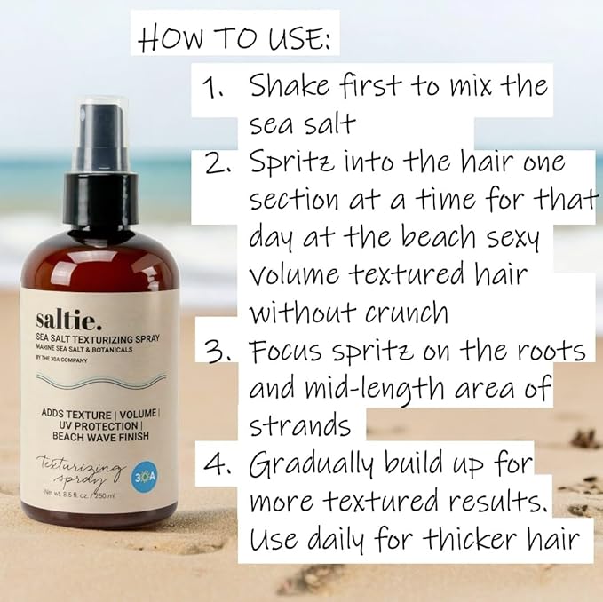 Sea Salt Hair Volumizing Spray Adds Texture, Volume, UV Protection, Beach Wave Finish I For All Hair Types (8.5 fl. oz./250ml)-BrightBean Baby