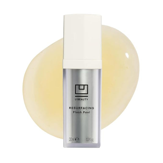U Beauty Resurfacing Flash Peel Glycolic Acid Exfoliating Serum for Face with Stable Retinol, Hyaluronic Acid, Fruit Alpha Hydroxy Acids, Vitamins C+E - Visibly Improved Density, Lifting -1 fl oz-BrightBean Baby