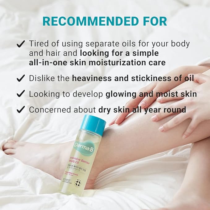 Derma B | Intensive Barrier Multi Body Oil | Moisturizing Non-Sticky Multi-Use Oil After Shower | 10 Botanical Skin Oil for Sensitive Skin | Korean Body Oils for Women & Men | 4.56 fl oz (135ml)-BrightBean Baby