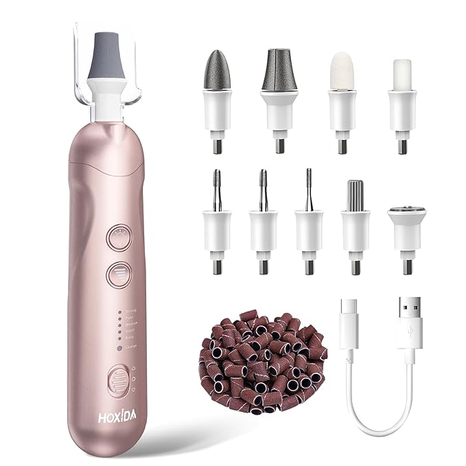 Cordless Electric Nail File Set, Rechargeable Pedicure Tools for feet, Professional Manicure Pedicure Kit 5 Speeds Hand Foot Care Nail Drill for Thick Nail Toenail Cuticle Women Men Pets-BrightBean Baby