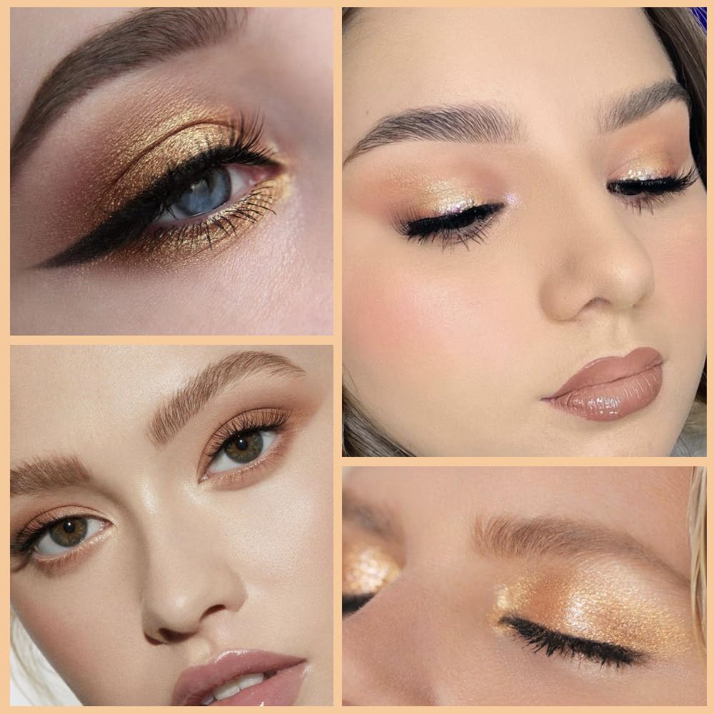 4Colors Eyeshadow Makeup Palette,Nude Champagne Natural Neutral Powde Eye Shadow Palette for Older Women,Long Lasting Naturing-Looking,Lightweight,Waterproof,Eye Makeup Kit Travel Size-BrightBean Baby