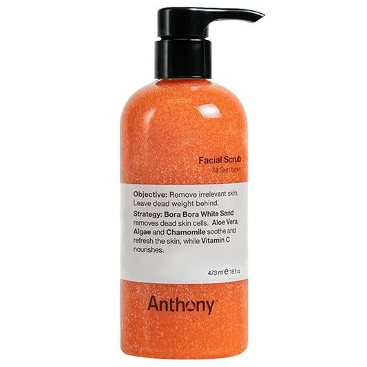 Anthony Facial Scrub, 16 Fl Oz, Contains Aloe Vera, Sand, Algae, Chamomile, Vitamin C, Soothes, Protects, Refreshes and Removes Dead Skin Cells-BrightBean Baby