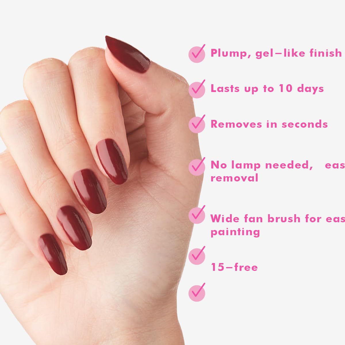 Olive & June Long Lasting Nail Polish | Plump Gel-Like Finish No Lamp Needed | Lasts up to 10 days | Salon-Quality Color at Home | 15-Free, Vegan & Cruelty-Free Chip-Resistant | Cozy Up | Brick Red-BrightBean Baby