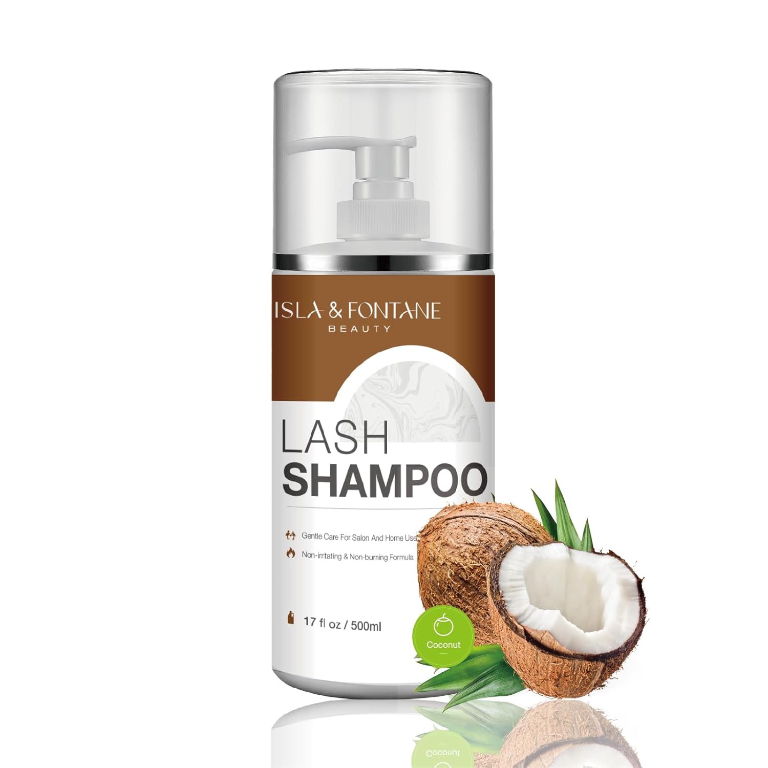 ISLA & FONTANE Lash Shampoo Bulk – Multi-Scent Series – 17 fl oz / 500ml | Gentle Eyelash Cleanser for Lash Extensions | Non-Irritating | Professional Lash Bath Foam For Salon And Home Use (Coconut)-BrightBean Baby