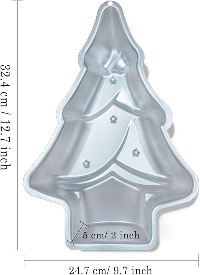 Christmas Tree cake pans set of 2，Christmas Tree Shaped cake pan,12 Inch Aluminum Christmas Tree Cake Tin,For Christmas Cake，silver
