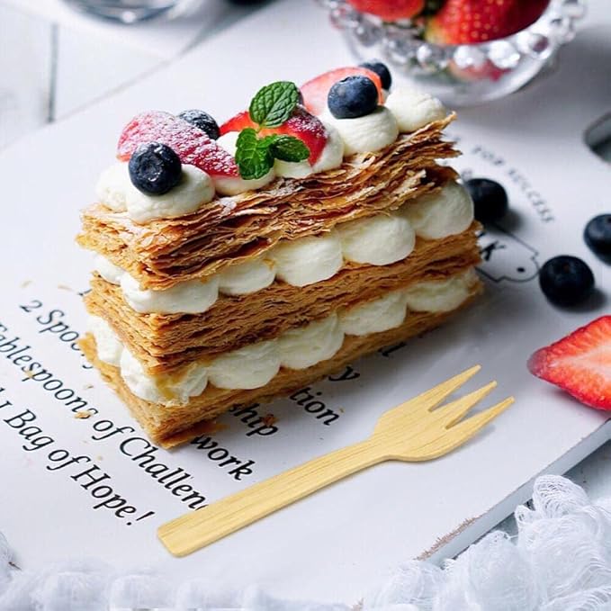 Bamboo Utensils | 200PK Mini-Bamboo Forks 3.54" Disposable Small 100% Biodegradable Compostable Cutlery Set Eco Friendly Renewable Natural