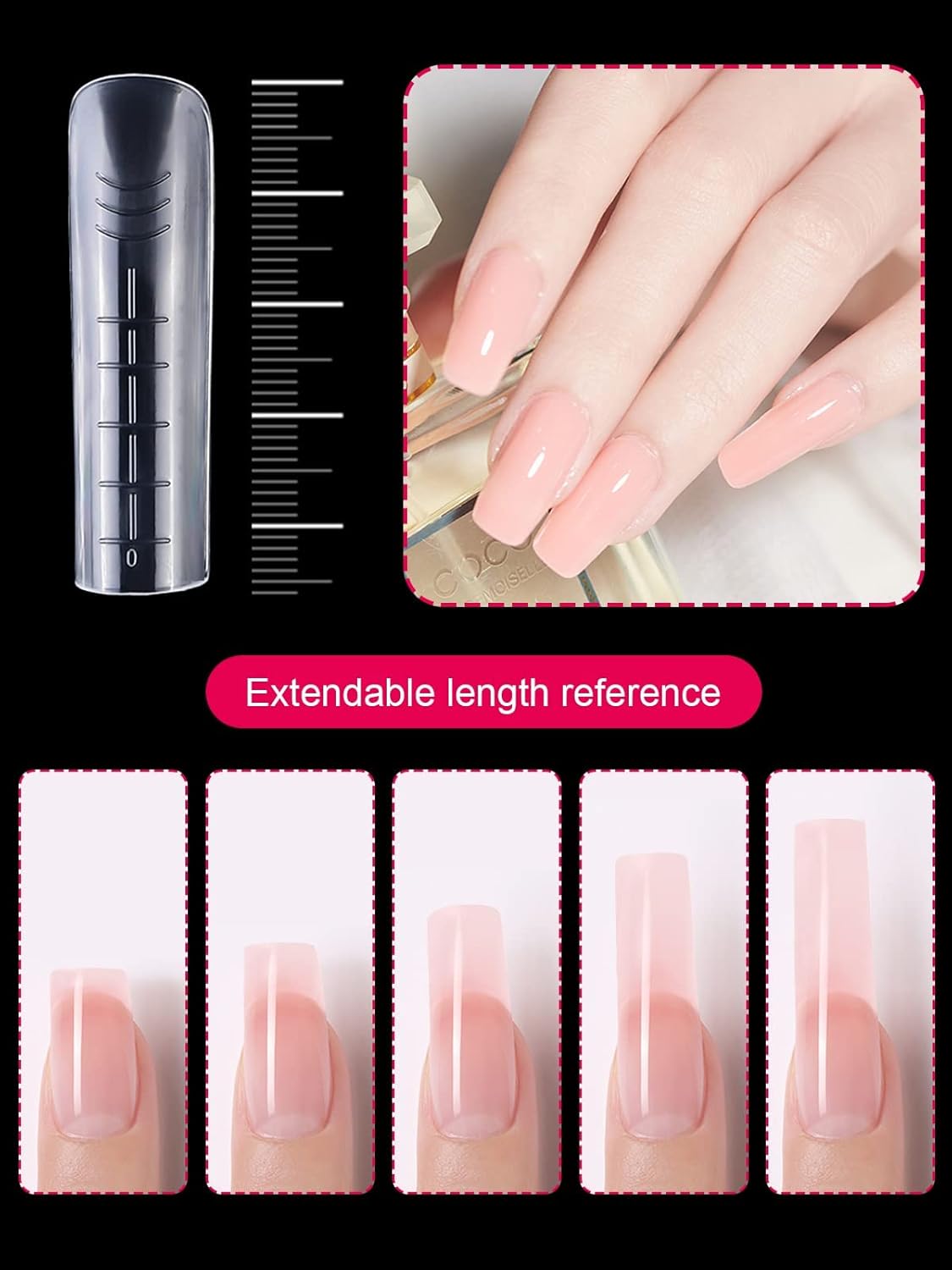 EBANKU 120Pcs Poly Extension Gel Dual Nail Forms Square Clear Nail Forms Full Cover Coffin Nail Molds 12 Sizes for Gel Manicure Nail Art Design Salon&DIY-BrightBean Baby