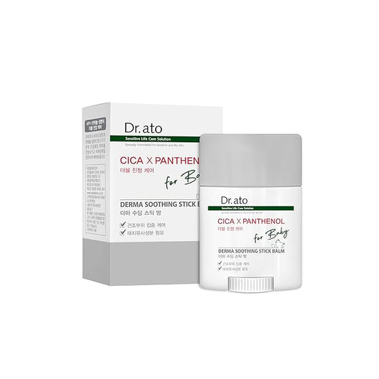 Dr. ato Healing Serum Stick for Dry Face Skin, Chapped Lips, Neck, Elbows, and Knees, Fragrance-Free, Derma Moisturizer Stick with Shea Butter (0.62 Oz)-BrightBean Baby