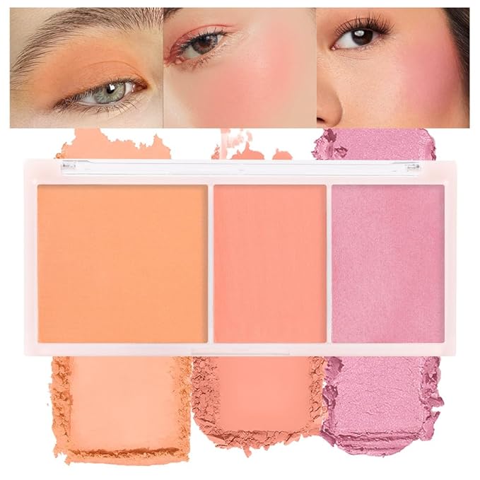 3 IN 1 Brown Nude Face Highlight Bronzer Powder Palette for Face Cheeks Contour Brightening, Buildable Matte Coverage Natural Makeup,Ultra Sculpt Nose Shadow Eyeshadow Primer-Orange-BrightBean Baby