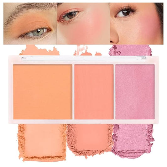 3 IN 1 Brown Nude Face Highlight Bronzer Powder Palette for Face Cheeks Contour Brightening, Buildable Matte Coverage Natural Makeup,Ultra Sculpt Nose Shadow Eyeshadow Primer-Orange-BrightBean Baby
