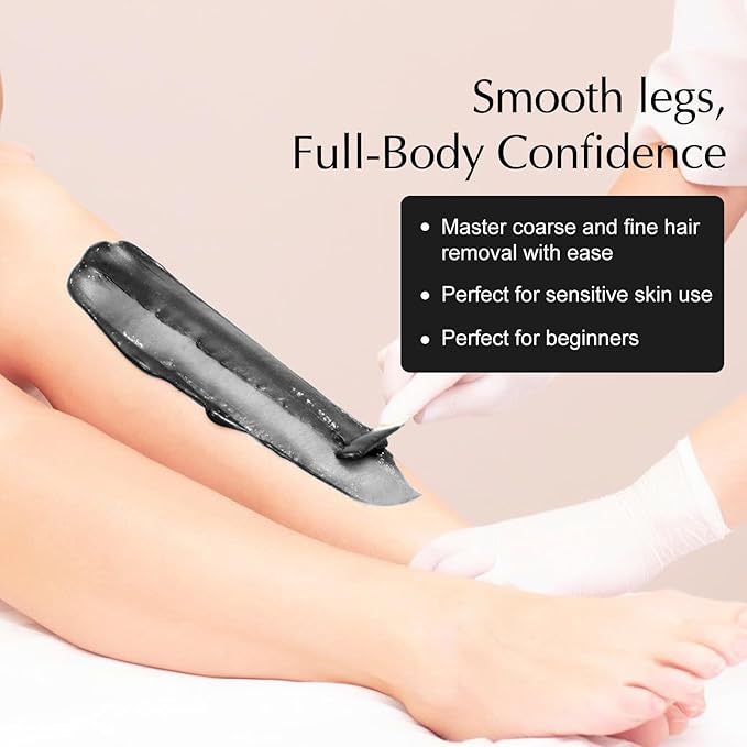 Hard Wax Beads, 1lb Wax Beans for Hair Removal, Hard Wax for Sensitive Skin at Home, Wax Refill Perfect for Legs, Facial, Brazilian Bikini, Eyebrow and Full Body for Women and Men (Black)-BrightBean Baby