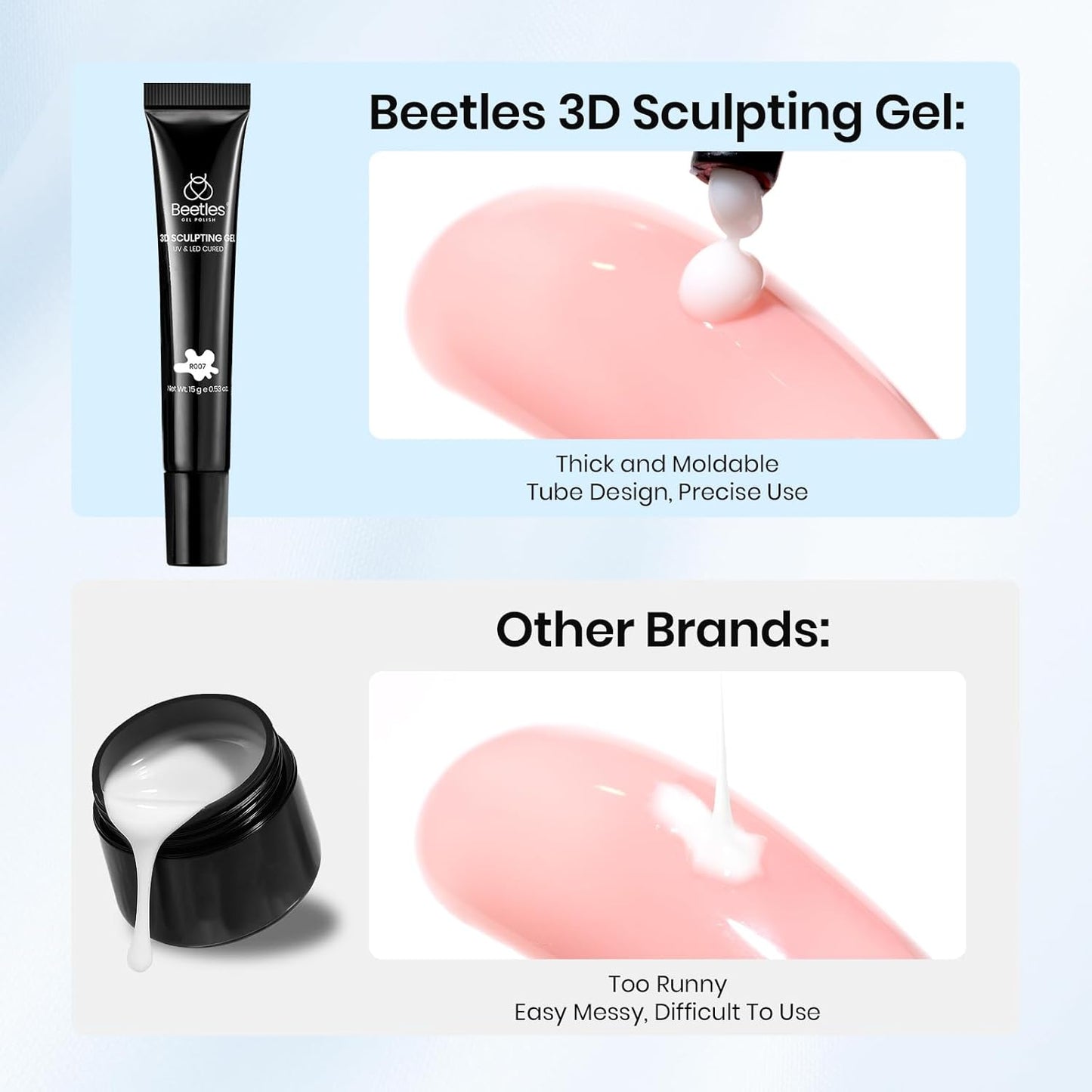 Beetles Sculpting Gel 3D Nail Art - Halloween White No Wipe Nail Polish 3D Rhinestone Building Multi-Function Drawing Gel for DIY Manicure Designs-BrightBean Baby