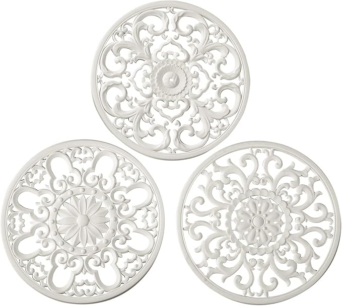 Extra Thick Silicone Trivet Mat for Hot Dishes, Hot Pots and Pans, Pot Holder, Hot Pad to Portect Your Table and Countertop, Kitchen Decor and Accessories,White, Set of 3