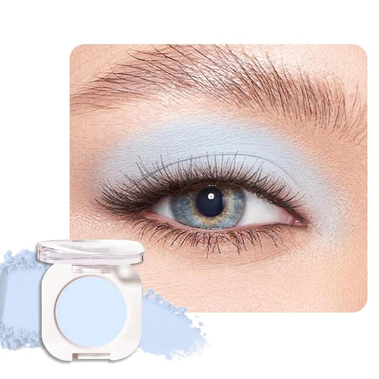 Light Blue White Single Eyeshadow Makeup, Neutral Powde Eye Shadow for Women, Light White Matte Singles Eyeshadow Palette Pigmented Waterproof,sombras para ojos,Girls Monochrome Eyeshadows Gift-BrightBean Baby