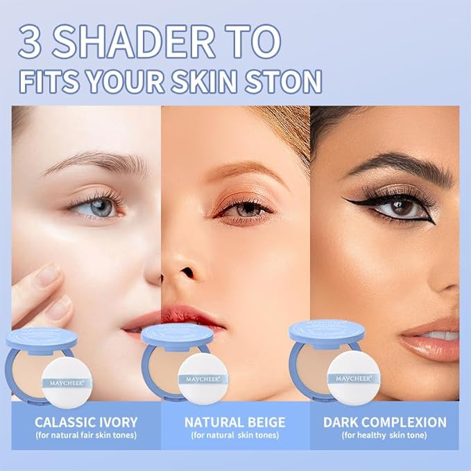 Oil Control Face Pressed Powder, Matte and Smooth Translucent Powder Setting Powder Makeup, Waterproof Long Lasting Finishing Face Powder, Cruelty-free, 0.35Oz (01 White)-BrightBean Baby