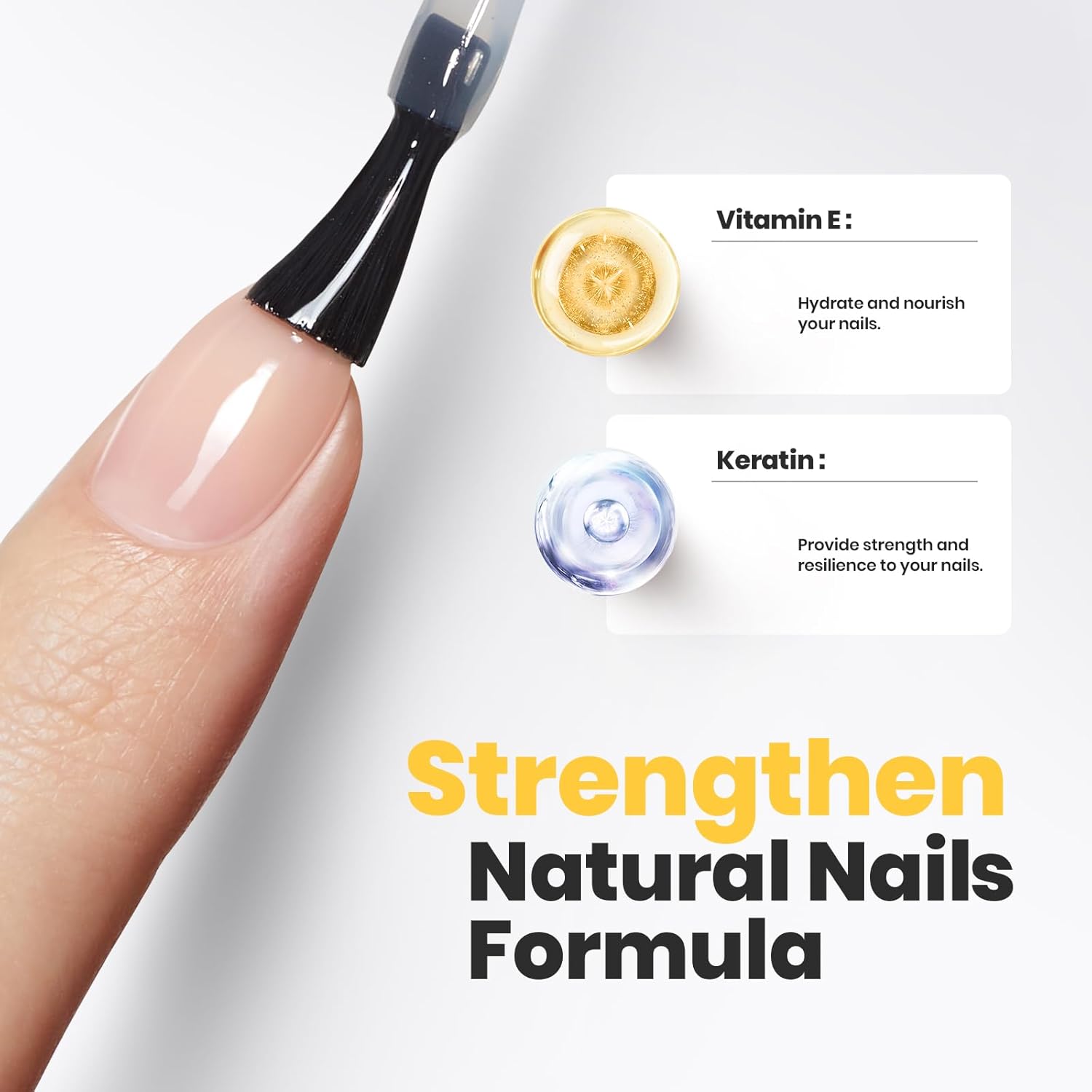 Beetles 2 in 1 Base & Top Coat Nail Polish, Clear Nail Polish Fast Drying & Natural Nail Strengthen, Glossy Effect for Nail DIY Salon at Home Gifts for Women-BrightBean Baby