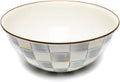 MACKENZIE-CHILDS Enamel Everyday Bowl, Serving Bowl for Entertaining, Large, Gray-and-White Sterling Check, Set of 1