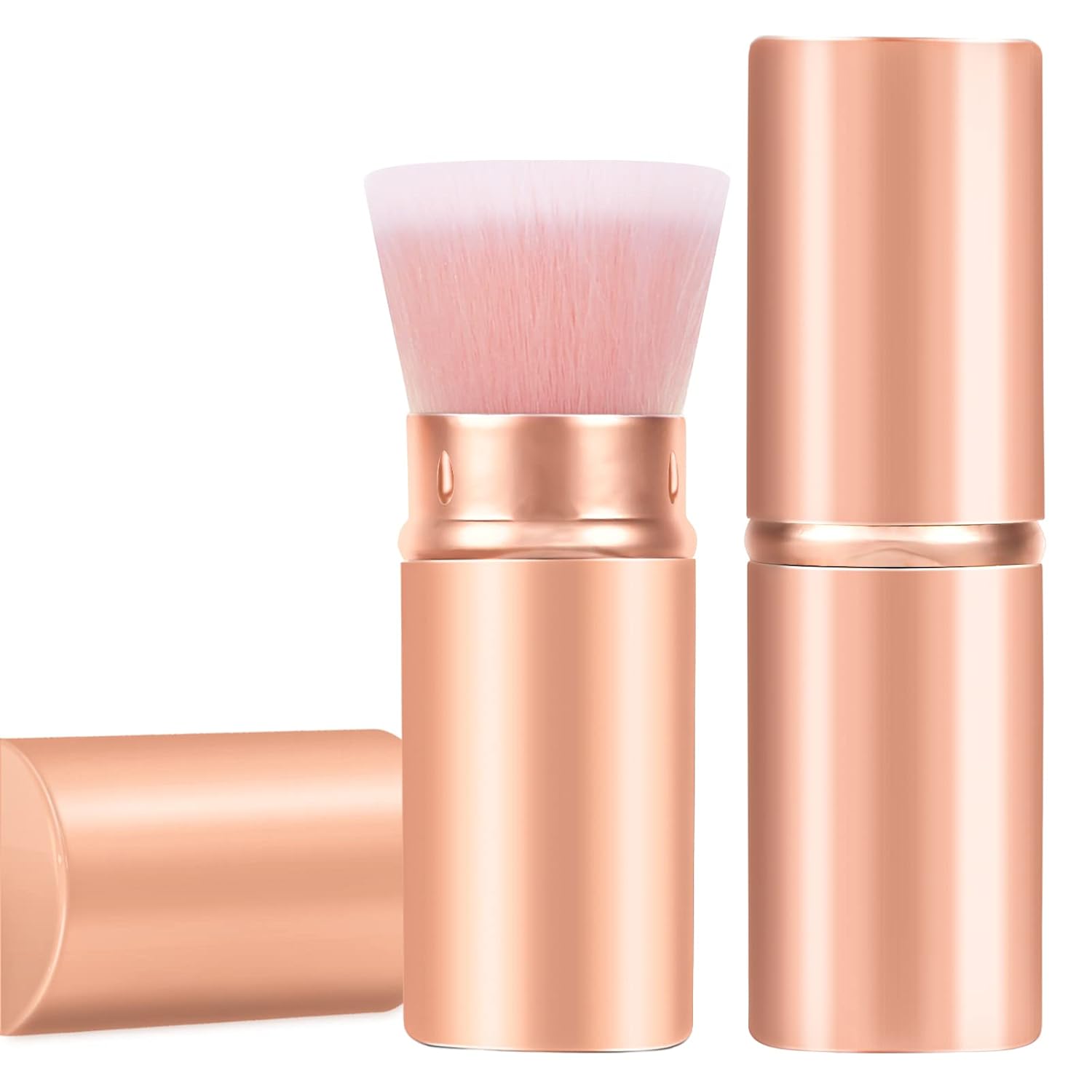 Falliny Retractable Makeup Brushes, Travel Kabuki Powder Foundation Brush, Portable Face Liquid Foundation Sunscreen Brush with Cover for Blending Liquid, Bronzer,Cream or Flawless Powder Cosmetics-BrightBean Baby