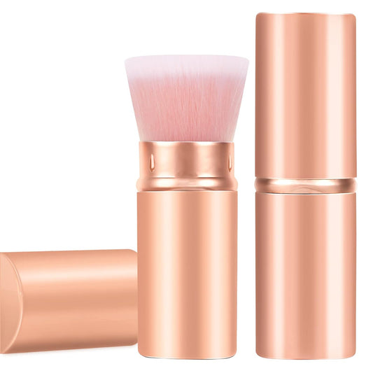 Falliny Retractable Makeup Brushes, Travel Kabuki Powder Foundation Brush, Portable Face Liquid Foundation Sunscreen Brush with Cover for Blending Liquid, Bronzer,Cream or Flawless Powder Cosmetics-BrightBean Baby