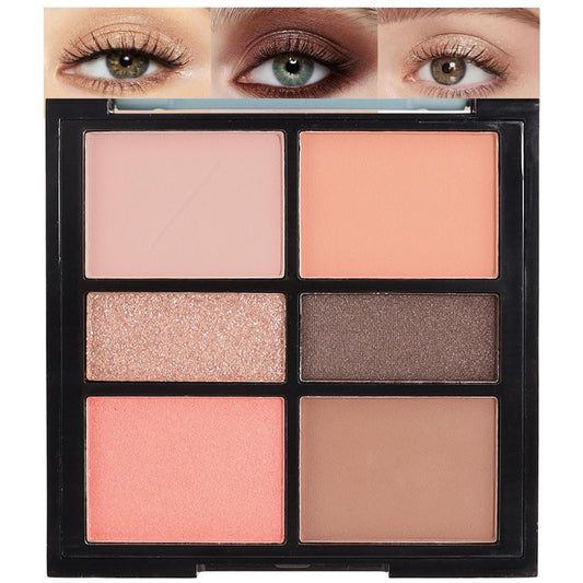 6-Color Nude Champange Brown Matte & Shimmer Eyeshadow Palette with Mirror – Highly Pigmented, Long-Lasting Eye Makeup for Artists & Creative Looks (02#)-BrightBean Baby