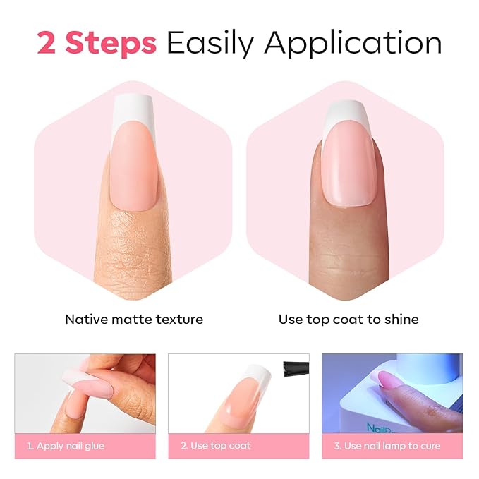 modelones Press on Nails, 150 Pcs French Tip Press on Nails, NailBoxie Brown Short Almond Nail Tips, Soft Gel Nail Tips, Ideal for Wedding, Party, Daily DIY Nail, 15 Sizes (S)-BrightBean Baby