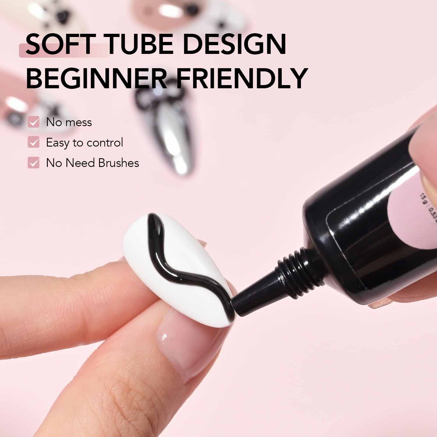 GAOY Black 3D Nail Gel, 15g Sculpting Gel for 3D Nail Art Designs Carving, Molding, Painting, No Wipe Gel for Gems & Charms Decoration, Salon DIY Use-BrightBean Baby