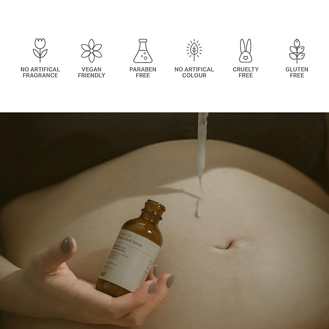 Birth Skincare Stretch Mark Serum for Pregnancy and Postpartum. Natural and safe for sensitive skin and all skin types. 𝐌𝐚𝐝𝐞 𝐢𝐧 𝐂𝐚𝐧𝐚𝐝𝐚, 2oz | 59 ml-BrightBean Baby
