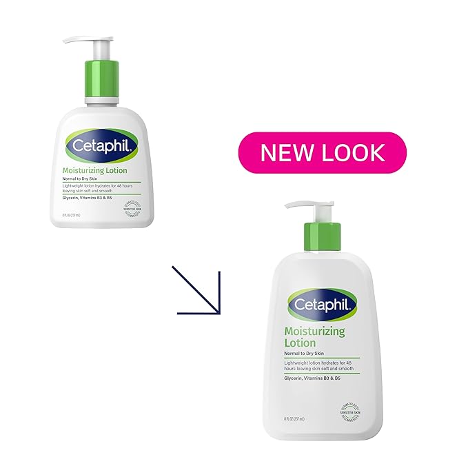Cetaphil Face & Body Moisturizer, Hydrating Moisturizing Lotion for All Skin Types, Suitable for Sensitive Skin, NEW 8 oz Pack of 3, Fragrance Free, Hypoallergenic, Non-Comedogenic-BrightBean Baby