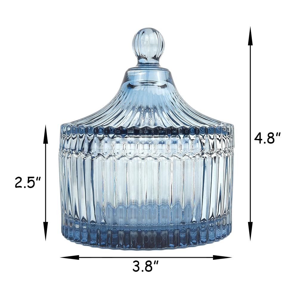 Ultra Soft Powder Puff and Container 3.3" High Density Velvet Dusting Washable Reusable Powder Puff,Body Powder Puff and Glass Jar Holder Loose Powder Box with Puff for Face Makeup(Grey-blue)-BrightBean Baby