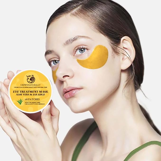 120PCS Under Eye Patches 24K Gold Eye Mask with Aloe Vera Natural Ingredients, Moisturizing Skin Care with Hyaluronic Acid and Collagen for Anti-Wrinkle, for Dark Circles and Puffiness-BrightBean Baby