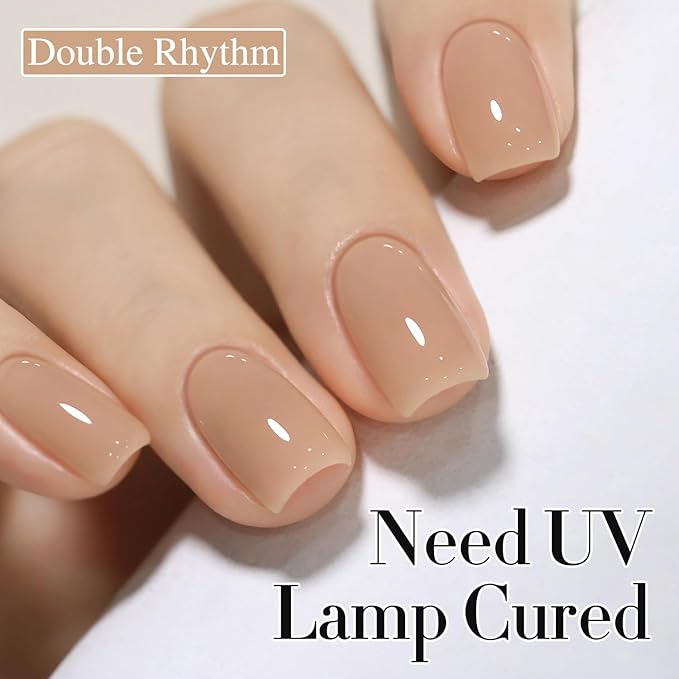 Double Rhythm 0.50 OZ Translucent Gel Polish Same Color Same Bottle Sheer Pastel Neutral Natural Milky 15 ML Jelly UV Nail Art DIY at Home (Translucent Tea-A1496)-BrightBean Baby
