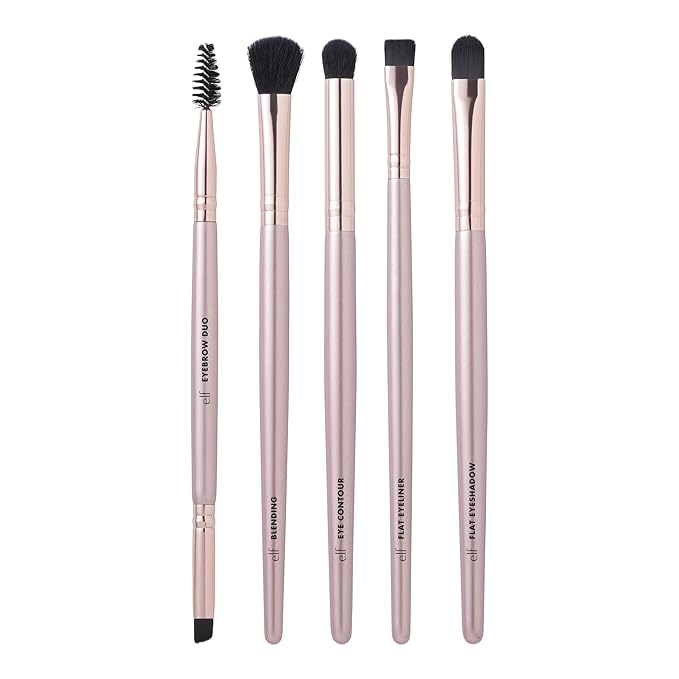 e.l.f. Ultimate Eyes 5 Piece Brush Collection, Makeup Brushes For Eyeliner, Eyeshadow, Brows & more, Vegan & Cruelty-Free-BrightBean Baby
