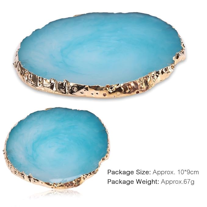 Nail Art Palette, Natural Resin Stone Nail Art Palette for Painting Placing Things Making Nail(Blue)-BrightBean Baby
