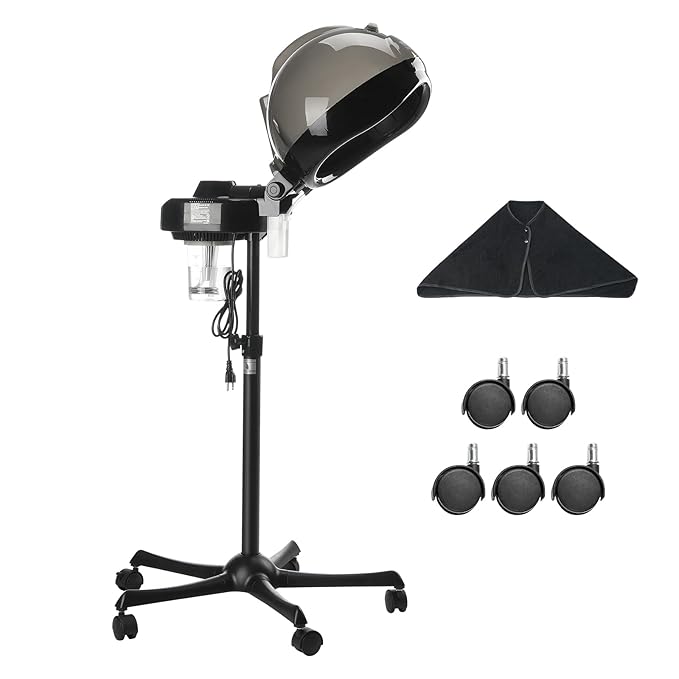 VEVOR Professional Hair Steamer for Deep Conditioning, 11.81-inch Hooded Ionic Hair Steamer with 2 Modes, Height-Adjustable Standing Hair Steamer with Timer, 5 Wheels (2 Lockable) for Salon Home Spa-BrightBean Baby