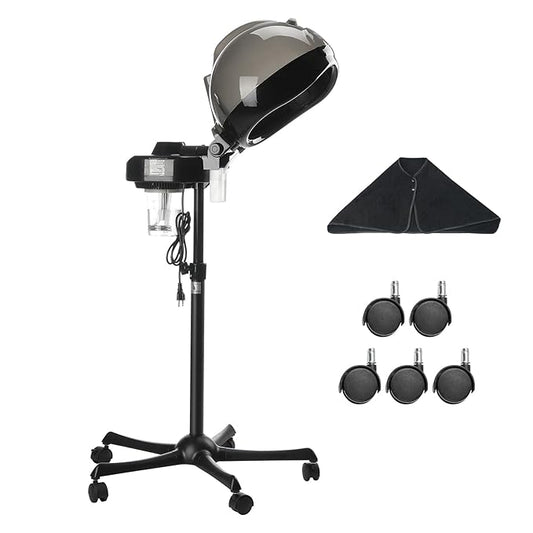 VEVOR Professional Hair Steamer for Deep Conditioning, 11.81-inch Hooded Ionic Hair Steamer with 2 Modes, Height-Adjustable Standing Hair Steamer with Timer, 5 Wheels (2 Lockable) for Salon Home Spa-BrightBean Baby