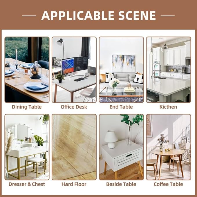 Warmstar Clear Table Cover Protector 14 x 63 Inch,1.5mm Thick Plastic Table Cover Rectangle,PVC Clear Table Protector,Desk Protector Mat for Kitchen, Dresser, Writing Desk，Dining Room Table
