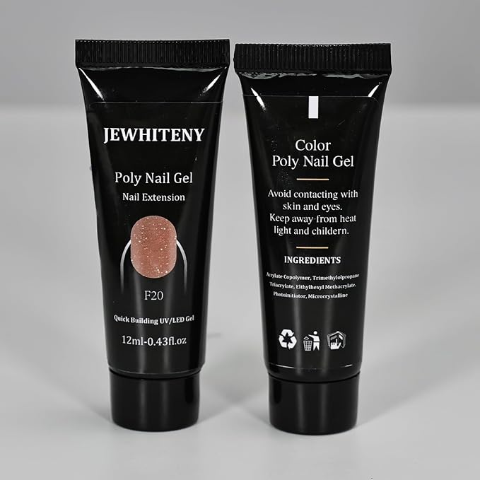 JEWHITENY 14 Colors Poly Extension Gel Nail Kit With U V Lamp Nude Pink White Brown All In One Poly Gel Starter Kit With Base Top Coat Manicure Salon Frence Nail Art DIY-BrightBean Baby