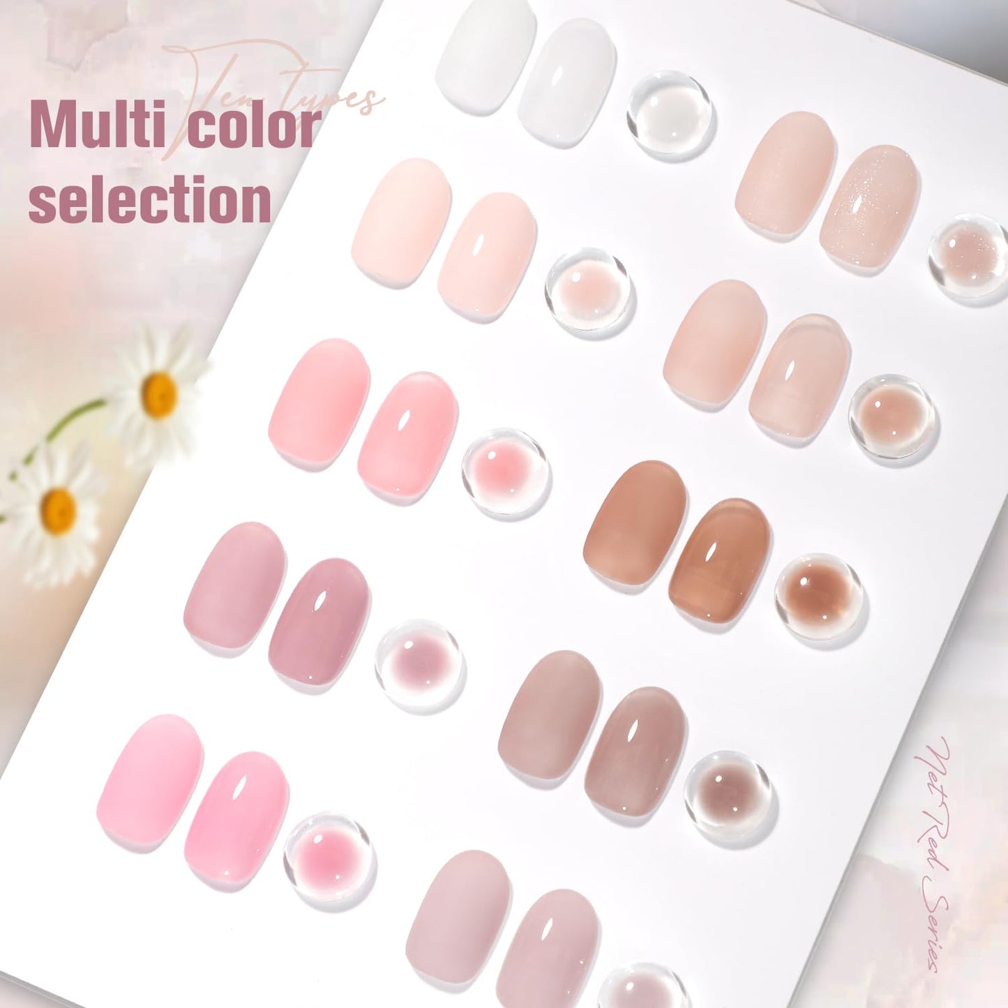 Jelly Nude Gel Nail Polish Set, 10Pcs Sheer Milky White Pink Transparent Gel Polish Kit UV LED Nail Gel Polish Colors Varnish Nail Art DIY Salon 7ML-BrightBean Baby