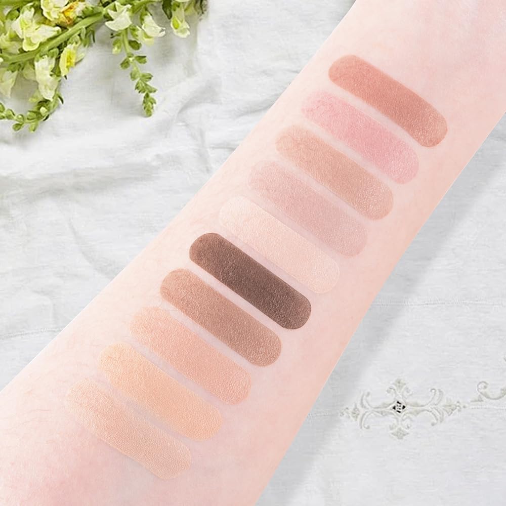10 Color Matte Neutral Eyeshadow Palette - Nude Naked Beige Brown Shades, Blendable Long-Lasting, Vegan Cruelty-Free Natural Nude Eye Shadow Palette for Women, Professional Makeup Looks-BrightBean Baby