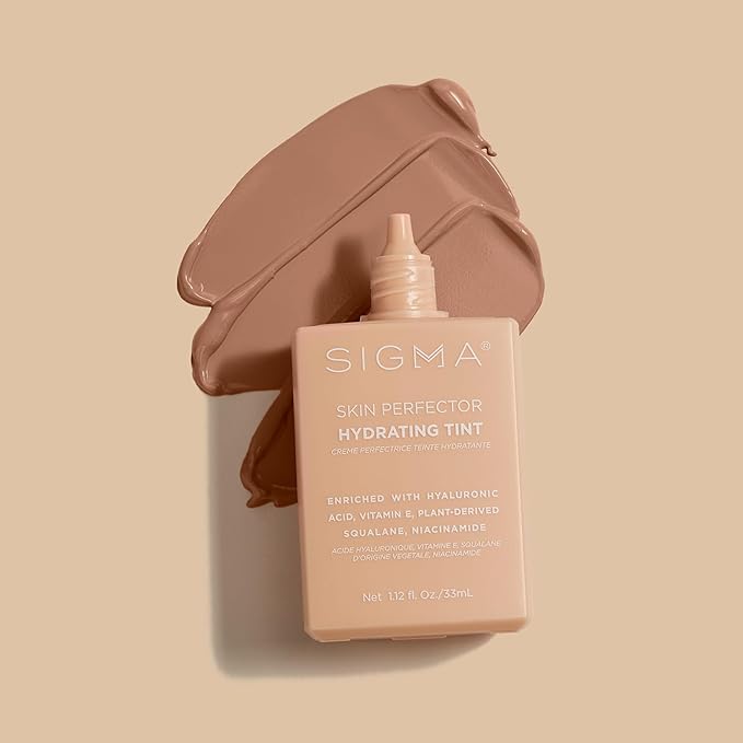 Sigma Beauty Skin Perfector – Hydrating Skin Tint Foundation for Lightweight, Buildable Coverage, With Hyaluronic Acid, Niacinamide Serum, and More (4 Medium Beige Tint, 1.12oz)-BrightBean Baby