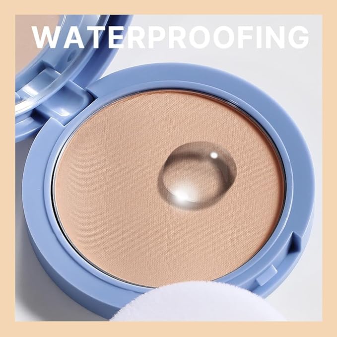 evpct Kaely Oil Control Pressed Face Powder, Get Smooth Flawless Fine Lines and Lightweight Finishing Foundation, Control Shine Long Lasting Waterproof Face Setting Powder Cosmetic, 08 Golden Beige-BrightBean Baby