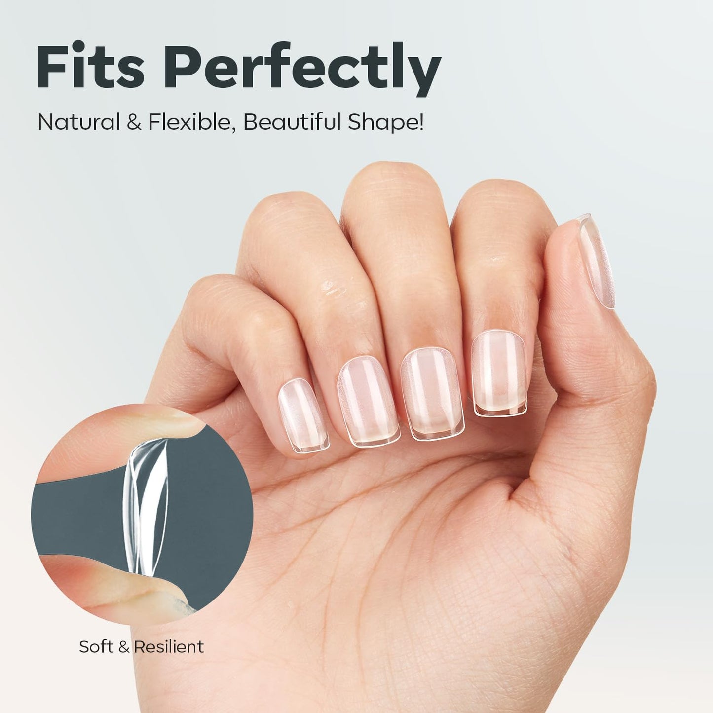 modelones Extra Short Square Nail Tips, Pre-shaped Soft Gel Tips Fake Nails False Acrylic Clear Full Cover Press on Extension Kit Gel Manicure DIY at Home 216PCS 12Sizes-BrightBean Baby