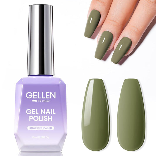 Gellen Green Gel Nail Polish 18 ML Sage Green Nail Gel Polish Soak off UV LED Nail Lamp Emerald Nail Polish for Fall Winter Salon DIY Nail Art Manicure at Home Holiday Gift for Women, 0.61 Fl Oz-BrightBean Baby