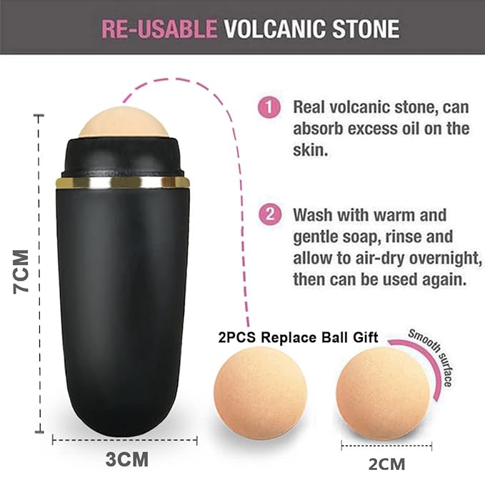 103 PCS Volcanic Roller Oily Skin Oil Control On The Go Volcanic Face Roller Oil Absorbing Volcanic Roller with Oil Blotting Sheet Paper for Oily Skin Care Oil Control Film Tissues (Type2)-BrightBean Baby