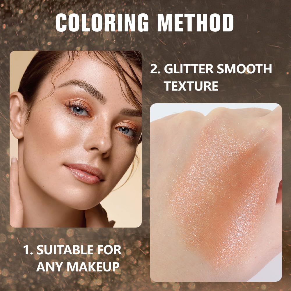 Glittler Single Eye Shadow Palette Makeup, Champagne Gold Sparkle Shimmer Monochrome Eyeshadow For Old Women, Pigmented Waterproof Sombras Para Ojos, Vegan, Talc, Paraben & Cruelty Free, 01-BrightBean Baby