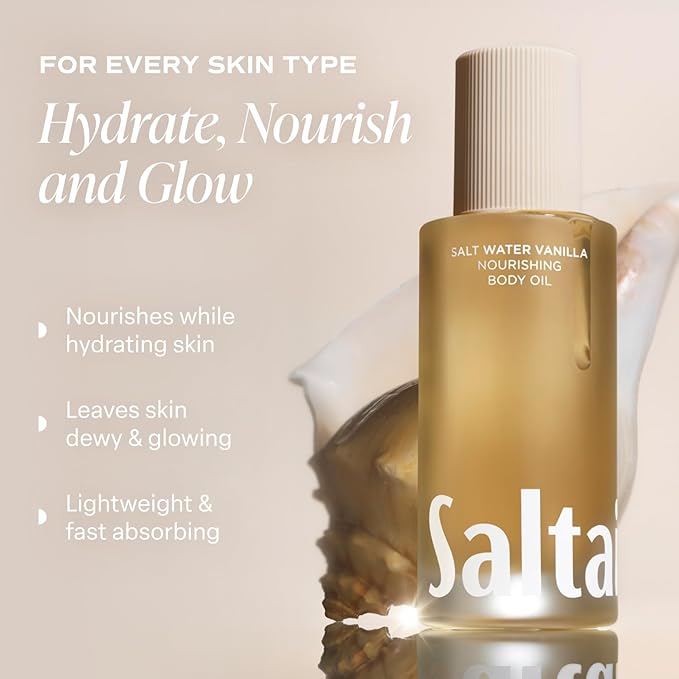 Saltair Body Oil. Luxurious Salt Water Vanilla After Shower and Bath Oil Moisturizer for Women and Men. Botanical, Non-Greasy, and Well-Absorbing Lotion for Hydrating Dry Skin. 4oz Pump Bottle-BrightBean Baby