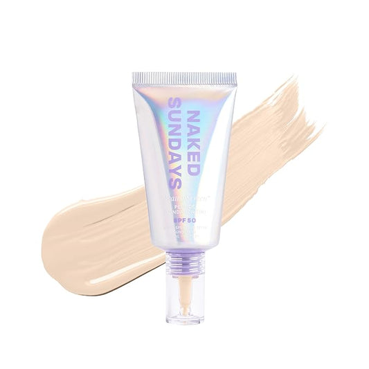 Naked Sundays BeautyScreen™ SPF 50 Mineral Peptide Foundation Tint – 2-in-1 Skin Tint & Mineral Sunscreen | Radiant, Buildable Coverage, Acne-Safe, Infused with Peptides (1 Fair Neutral, 1.01 oz)-BrightBean Baby