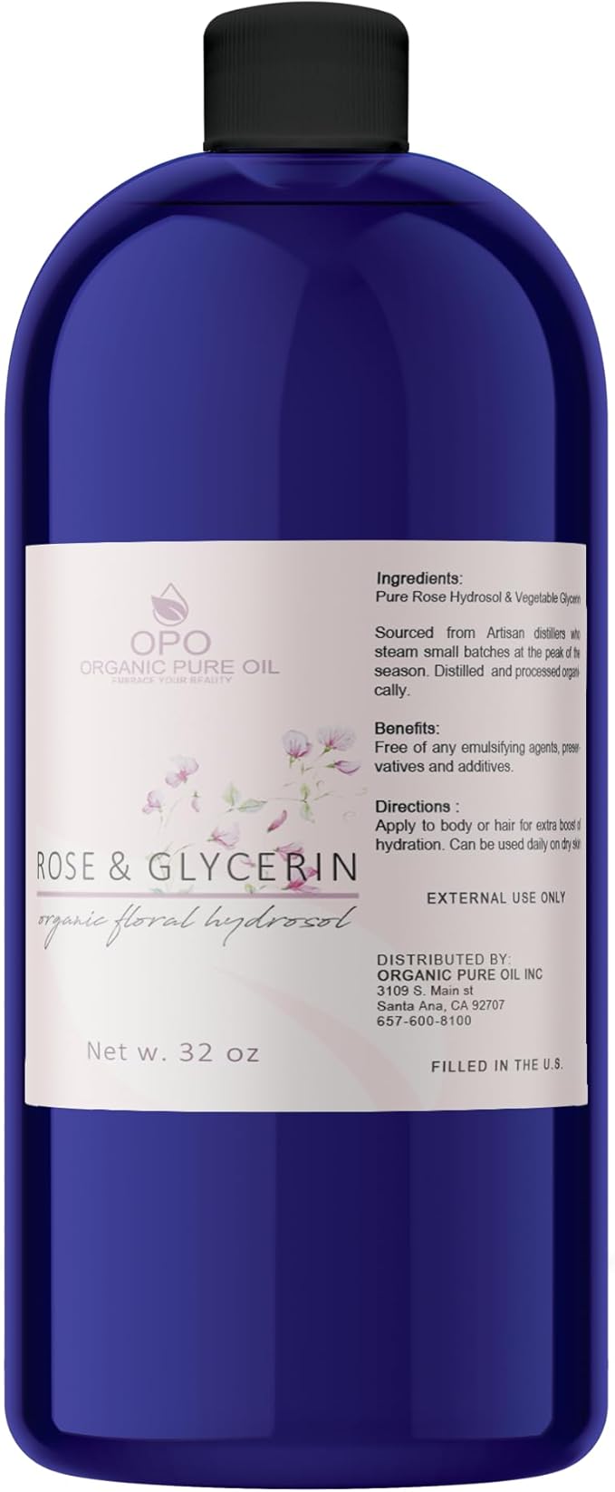 Rosewater Glycerin Mist Toner Bulk Spray Facial Body Floral Cleanser Pure Rose Hydrosol Vegetable Glycerine Moisturizing Cleansing Toning Mix Face Skin Hair Body - Packaging May Vary (32 Ounces)-BrightBean Baby