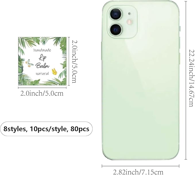 CRASPIRE 80Pcs 8 Styles Lip Balm Sticker Plant Butterfly Self-Adhesive Homemade Lip Balm Labels Vintage Square DIY Plant Label Stickers for Lip Balm Containers Cosmetics Lipsticks-BrightBean Baby